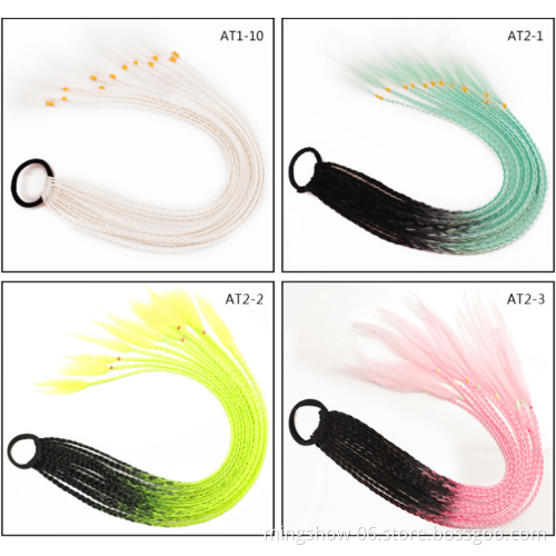 Hot Sale HighTemperature Silk Chemical Fiber Twist Braid Gradient Colorful  Style Braiding Ponytail Wigs hair extension